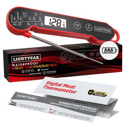 Lightyear BBQ Pro Prep & Cook Bundle – Meat Hammer, Instant Read Thermometer & Silicone Basting Brush Set