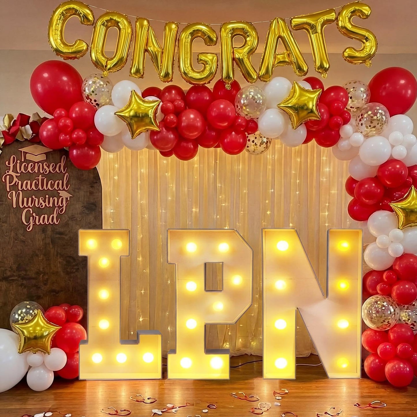 VIHOSE 3 Pcs LPN Party Decor LED Marquee Letter Lights LPN Nurse Sign Congrats Licensed Practical Nursing Grad Lights Decoration for Nursing College Graduation Party Decor Nurses Week Supplies