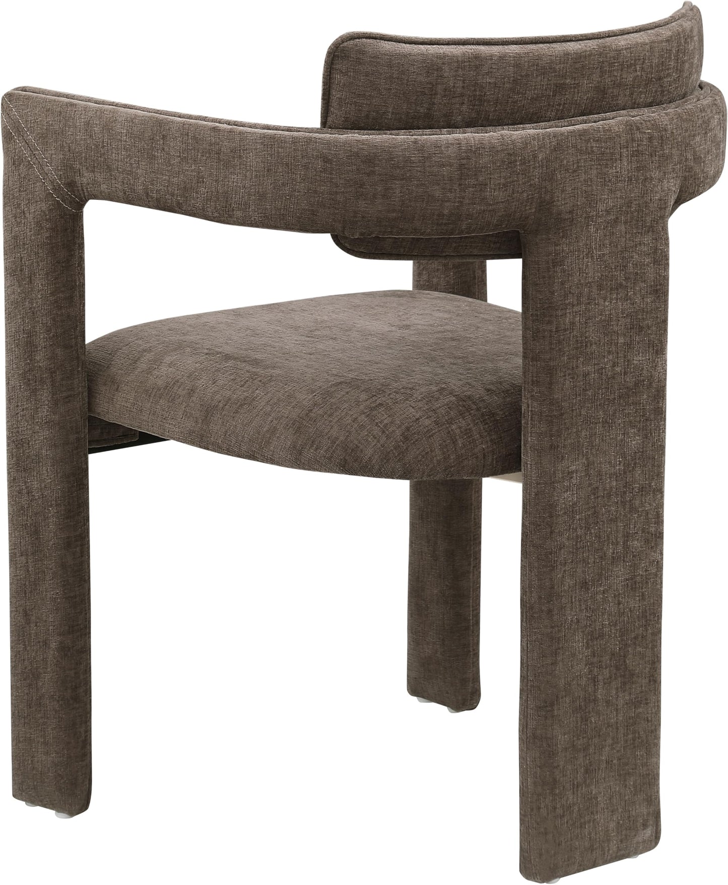 Meridian Furniture 11084Brown-C Brenda Collection Modern | Contemporary Dining Arm Chair/Accent Chair with Soft Brown Chenille Fabric, 23" W x 22.5" D x 31.5" H, Brown, Set of 2