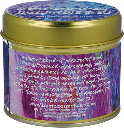 Bomb Cosmetics Passionfruit Fandango Scented Tin Candle, Passionfruit & Citrus Zest Fragrance, 30-35 Hour Burn