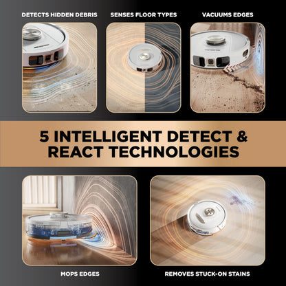 Shark Robot Vacuum & Mop Combo, PowerDetect NeverTouch Pro,Self-Emptying,Self-Refill with Self-Clean Pad Wash & Dry, 60-Day Debris Capacity,30-Day Refill Tank, 5PowerDetect Technologies,White,AV2800ZE