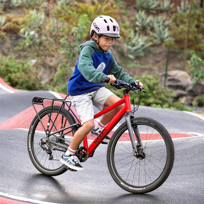 woom Explore 5 Bicycle for Kids 7 to 11 Years Old, 24-Inch Lightweight 8-Gear Road & Mountain Bike for Boys & Girls - Red