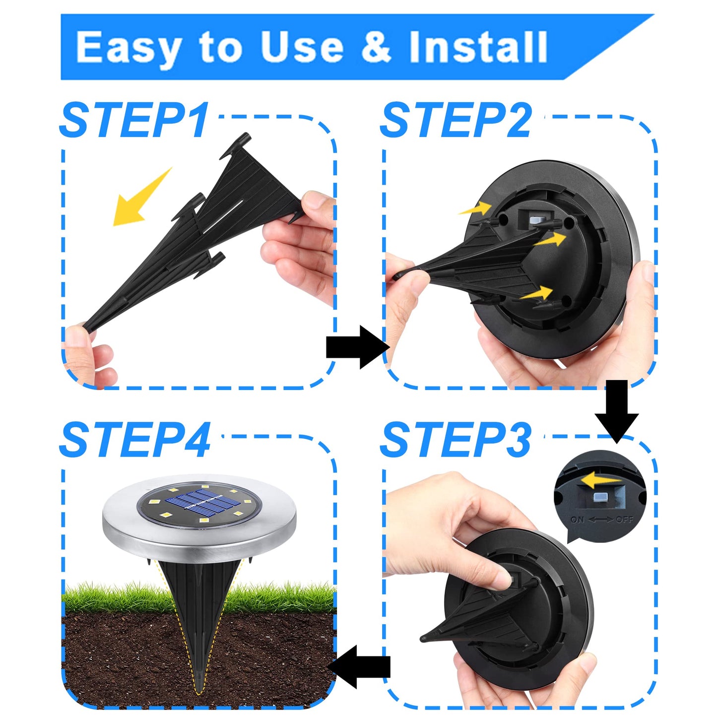 Rayolon Solar Ground Lights, Waterproof Solar Garden Lights, Upgraded Outdoor Garden Waterproof Bright in-Ground Lights, Landscape Lights for Pathway,Yard,Deck,Lawn,Patio,Walkway (12 Pack Warm Light