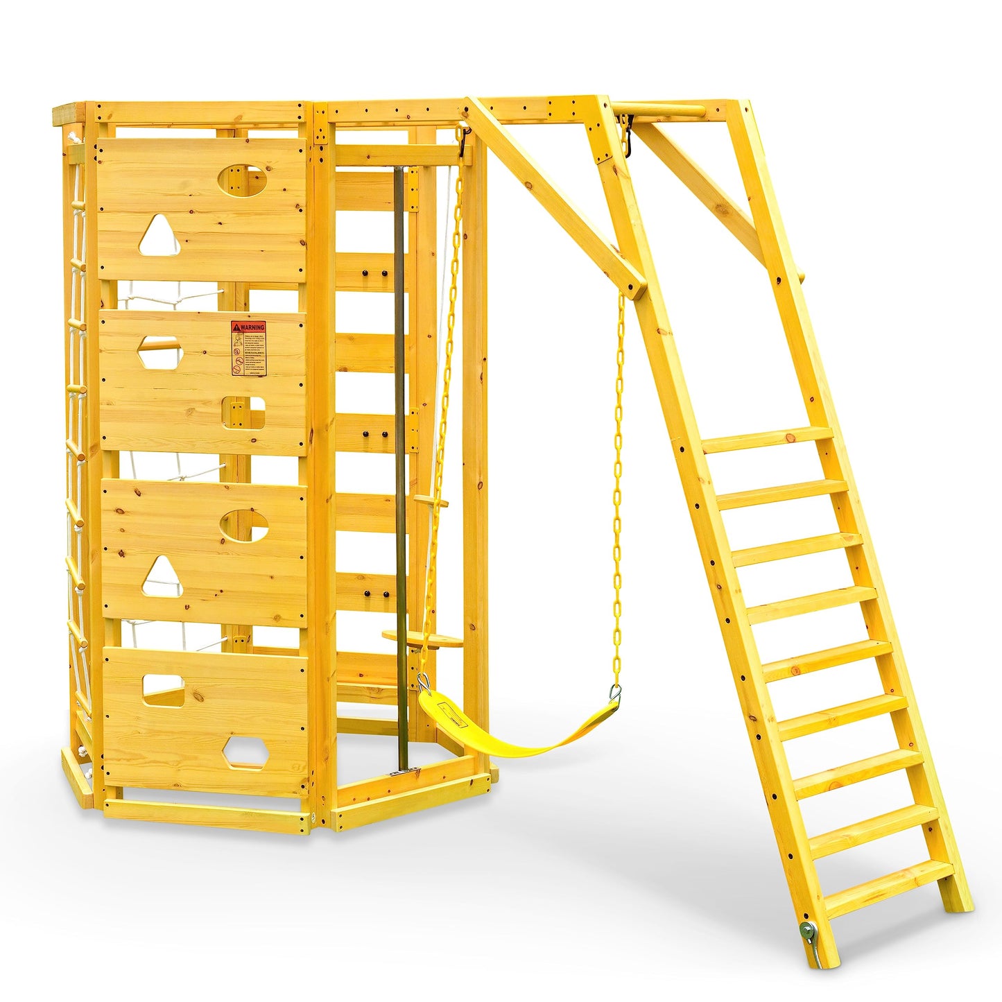 Avenlur Hawthorn 9-in-1 Outdoor Activity Center | Swing, Rock Wall, Monkey Bars | Ages 3-11 | Pine Wood Construction | Climbing Rope, Net Wall | Strength, Coordination, and Imagination-Boosting Fun