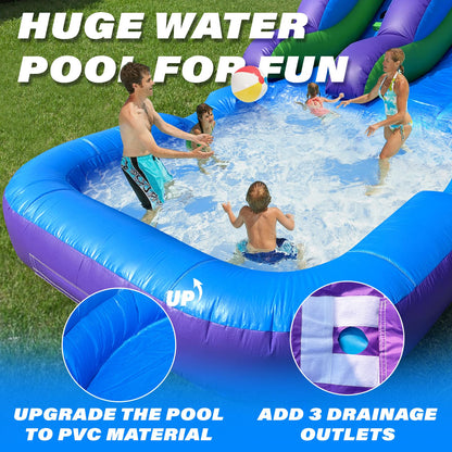 iLink-outer Inflatable Commercial Grade Water Slide with Water Tube and Blower for Kids and Adults All Age 21 x 12 x 9 FT Wet and Dry Huge PVC Pool for Summer Party