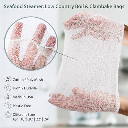 18" Pack 10, Country Seafood Boil & Steamer Bags - of Seafood Boiling Bags for Crab, Crawfish, Shellfish - Low Boil