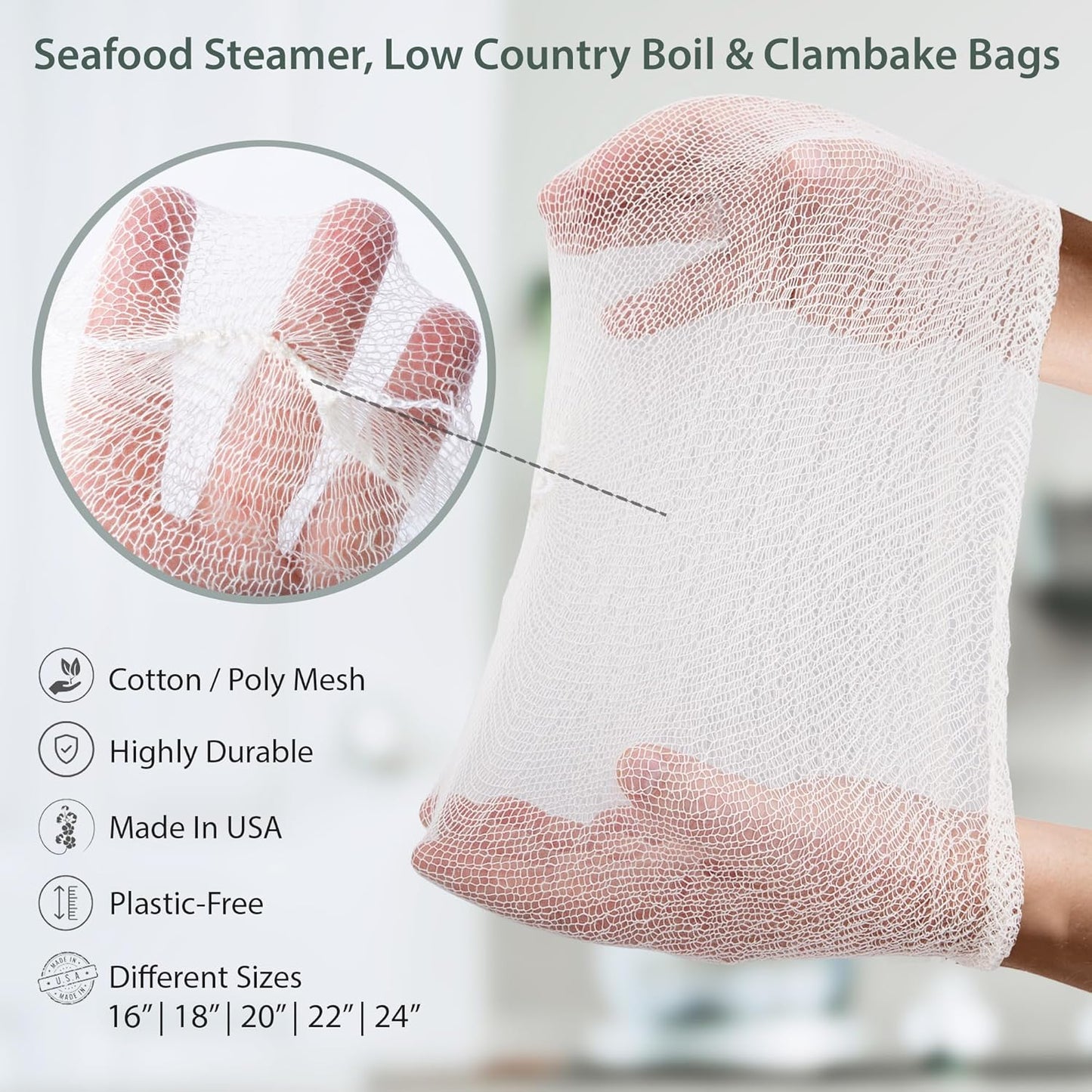 16" Pack 10, Country Seafood Boil & Steamer Bags - of Seafood Boiling Bags for Crab, Crawfish, Shellfish - Low Boil