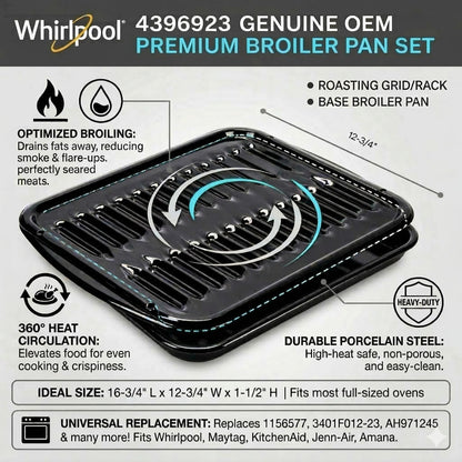 Whirlpool 4396923 Genuine OEM Premium Broiler Pan
