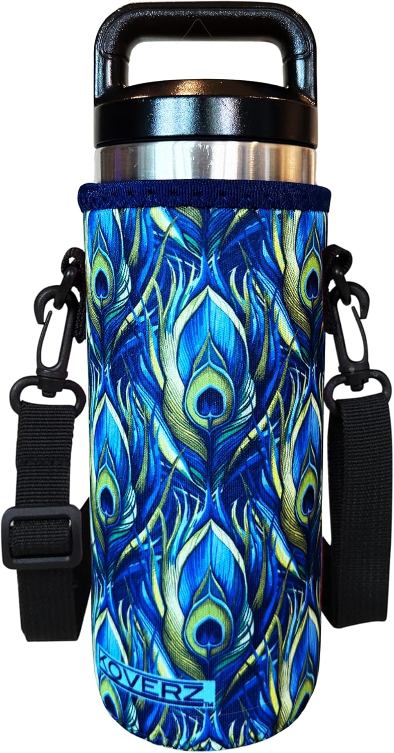 24-30oz 750ml Koverz Water Bottle Carrier with Shoulder Strap, Water Bottle Insulator - Peacock