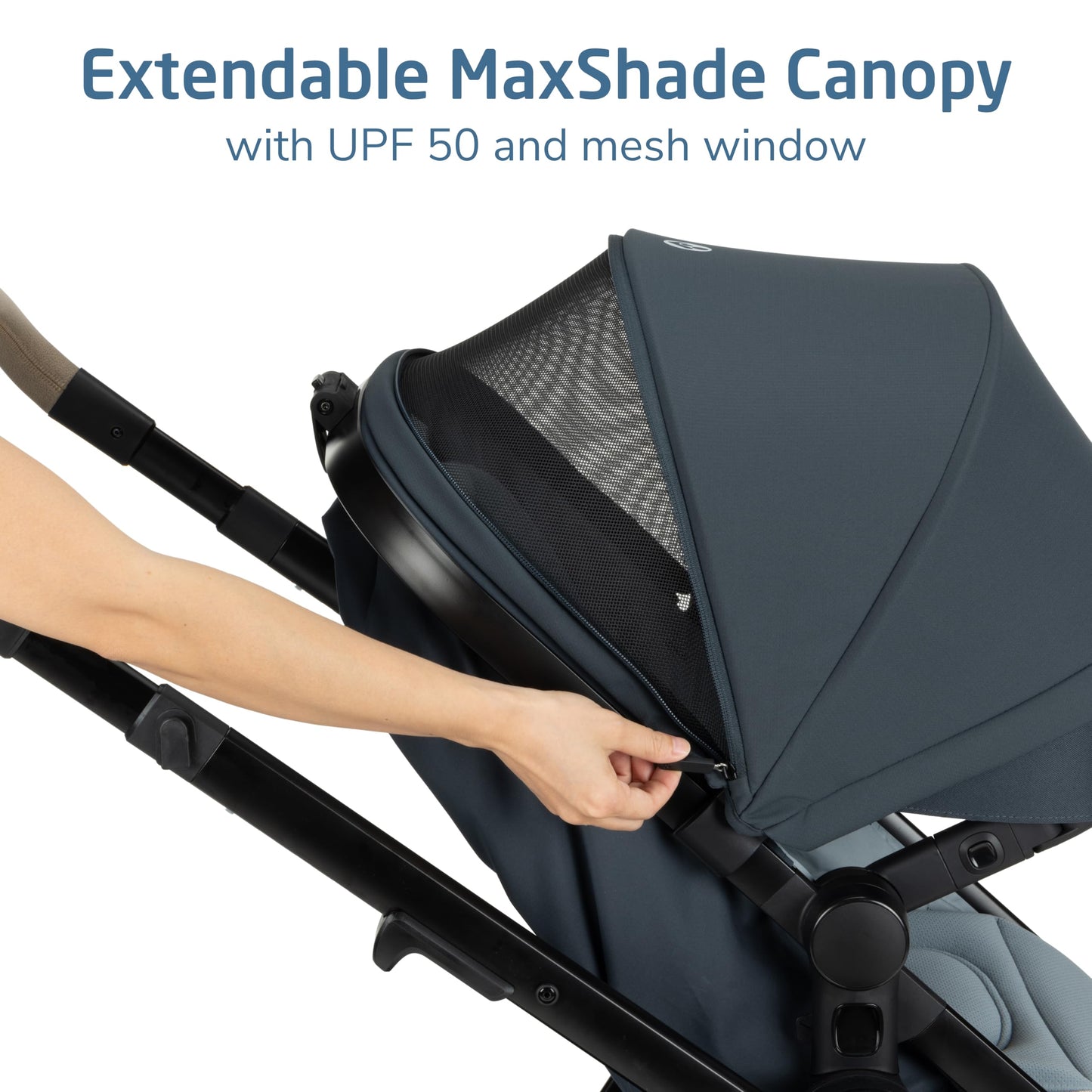 Maxi-Cosi Zelia Pro 5-in-1 Travel System with Mico Pro Infant Car Seat, Baby Stroller Combo, Reversible Seat, Large Wheels, Adjustable Handle, Newborn to Toddler, Lightweight, Seascape