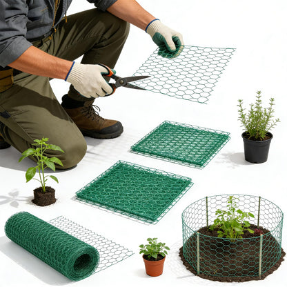 Chicken Wire Mesh Fencing16.4x0.98Ft with Zip Ties, Pliers, Stakes & Gloves - All-in-One Kit for Garden Fence, Floral Arrangements & Craft Projects