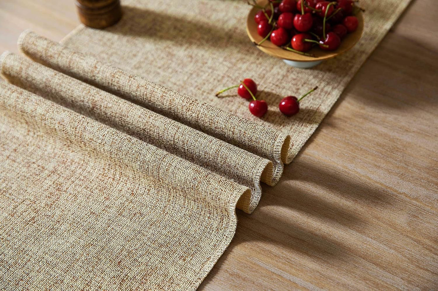 48 Inches 13x48 Inches, ZeeMart Beige Table Runners Long, Burlap Linen Style Rustic Farmhouse Table Runner, Small Short