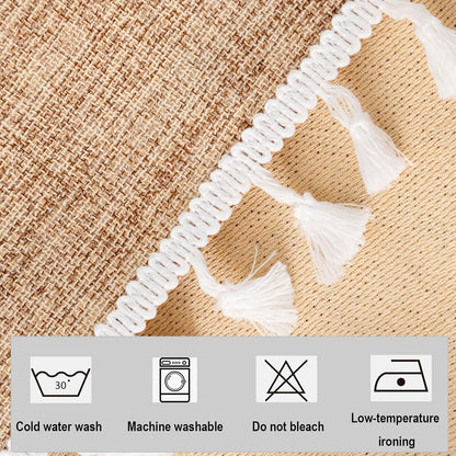 24 inch Small Round Tablecloth Faux Linen Farmhouse Textured Fabric Table Cover Wrinkle Resistant Washable Flaxen