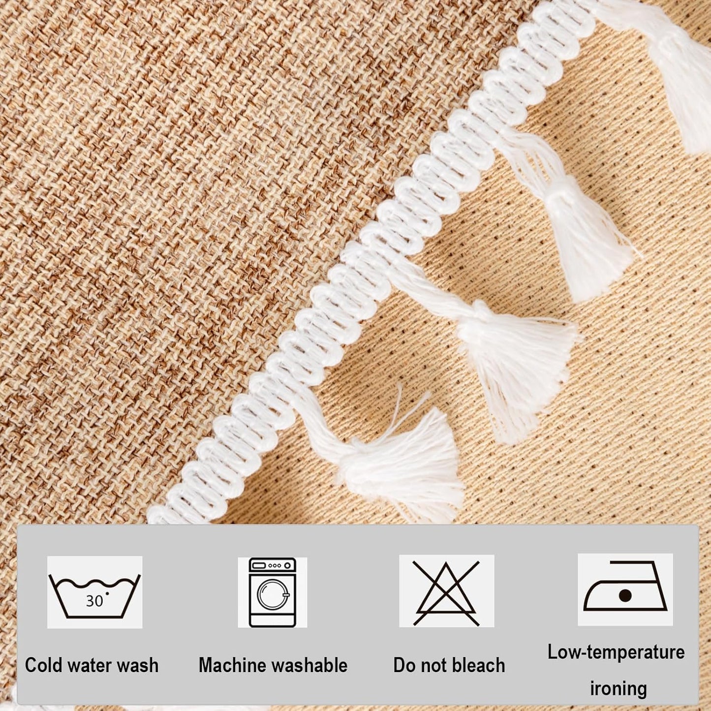 24 24 Inch Faux Linen Small Square Tablecloth Flaxen Textured Farmhouse Fabric Table Cloth Heavy Duty Wrinkle Resistant
