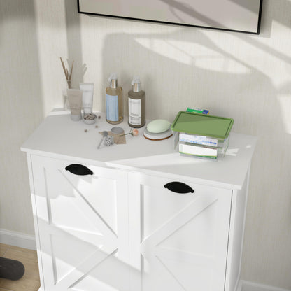 agnixnaf White Sorter Cabinet, Two-Compartment, Tilt-Out Laundry, Easy to Maintain, Storage Organizer for Living Room, Bedroom