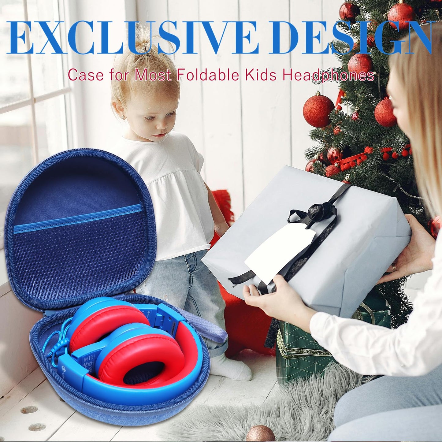Kids Headphones Case Compatible with iClever BTH12 / HS19 / BTH26 / JoySpark-T5 / Candy Bila BH03 / EarFun/IMYB/MIDOLA MD-B01 / noot Products Foldable Kids Headphones, Purple+Green Edge (Case Only)
