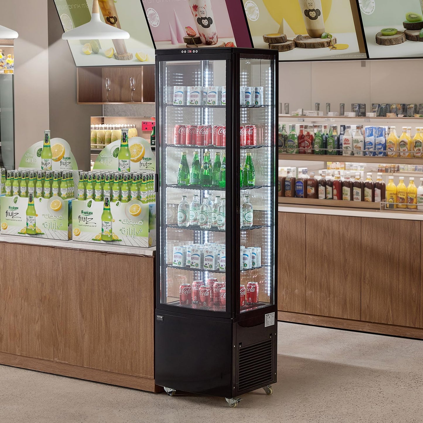 VEVOR Refrigerated Display Case, 9.8 Cu.Ft./278L Large Pastry Display Case, 5-Tier Commercial Display Refrigerator with LED Lighting, TURBO Cooling, Frost-Free Air-Cooling, for Bakery