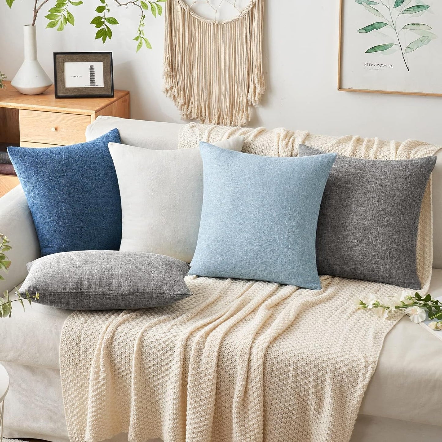 26x26 Inch Pack 2 MIULEE of Decorative Linen Burlap Textured Euro Pillow Covers Farmhouse Boho Accent Pillowcases