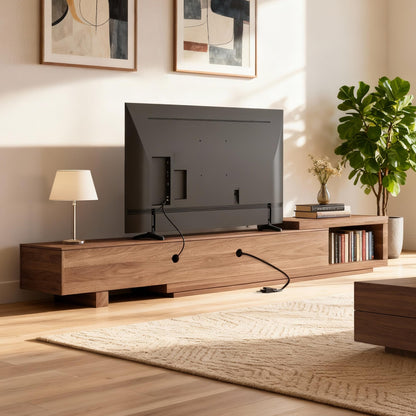 gaoyangjiaju 78.5"-105" Mid-Century Modern Extendable TV Stand, Walnut Media Console with 2 Drawers and 2 Cabinets, Fits TVs up to 100 Inches for Living Room or Bedroom