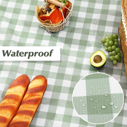 HunnmingRe Green Gingham Pocket Picnic Blanket with Storage Bag 55 x 60inch Packable Sandproof Waterproof Beach Mat Compact Washable Picnic Mat for Outdoor Hiking Camping Travel Outdoors