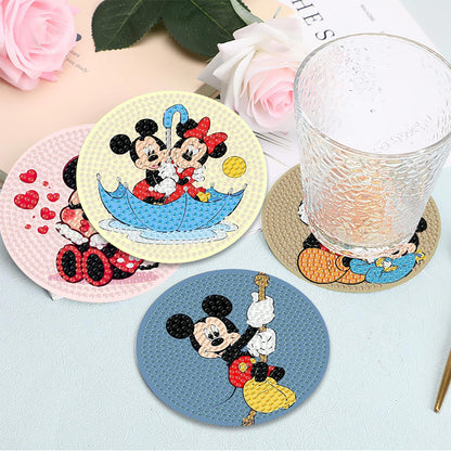 nekpiahu 8Pcs Cartoon Diamond Painting Coasters with Holder,DIY Cartoon Life Coaster Diamond Art Kits for Adults, Beginners Round Full Drill Diamond Art Craft Supplies