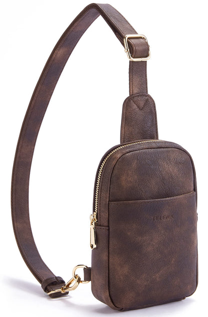 Telena Small Sling Bag for Women Leather Crossbody Fanny Packs Chest Bag for Women