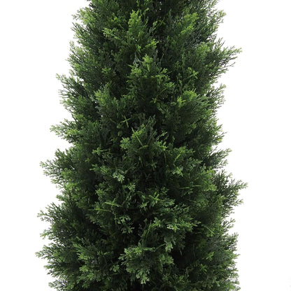 Oakestry 8ft Artificial Cedar Tree Potted Green Faux Cedar UV Resistant Tall Indoor Outdoor Home Office Patio Front Door Decoration Realistic Evergreen Maintenance Free Seasonal Faux Plant