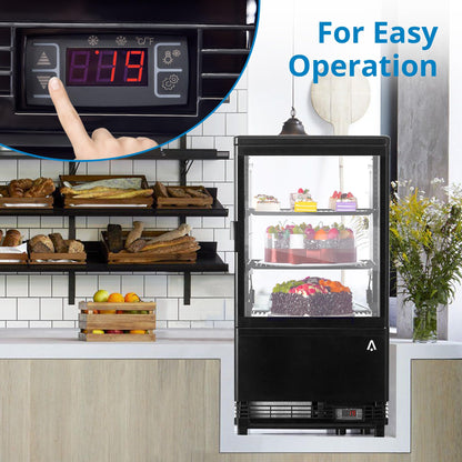2.1 Cu.Ft. Commercial Bakery Display Refrigerator, Countertop Refrigerated Case, Display Fridge, Single Door, Merchandiser Beverage Cooler, 3 Layers, LED, Adjustable Shelves, Restaurants, Bars, Shops