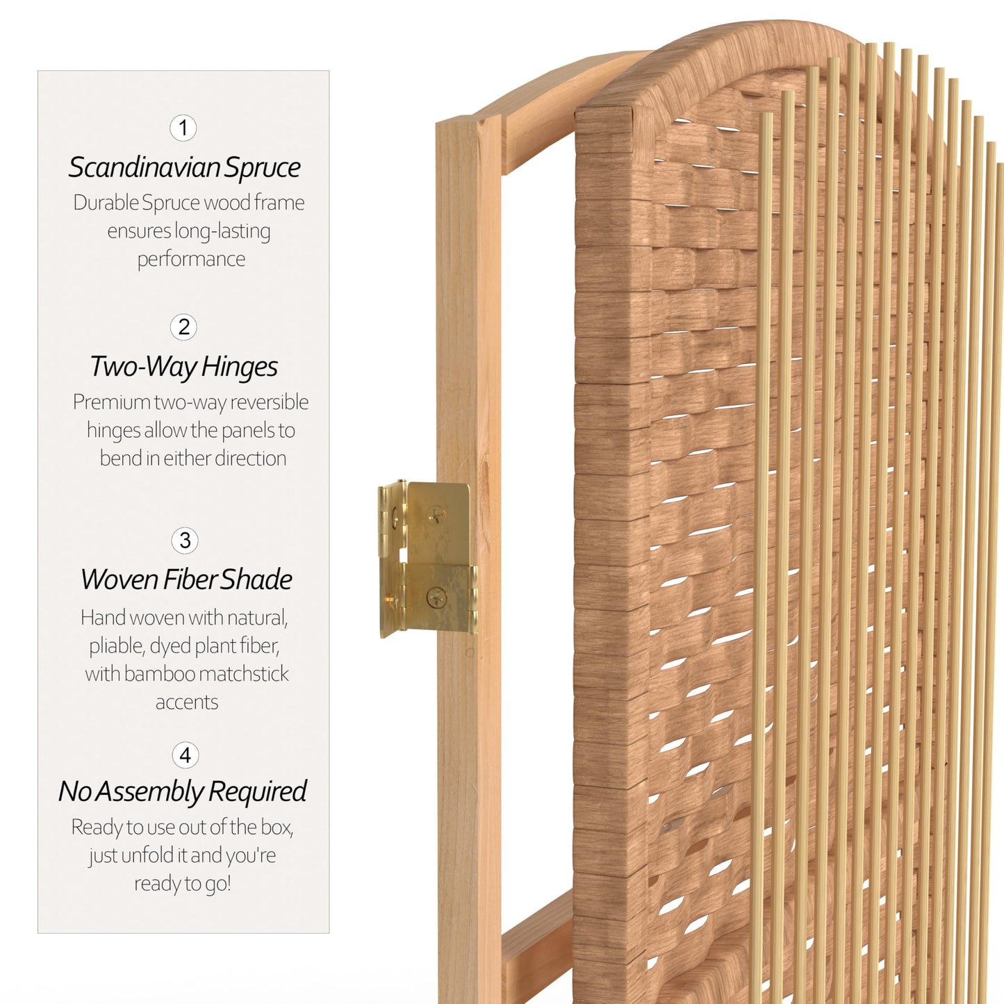Red Lantern 7 ft. Tall Diamond Weave Room Divider - Natural - 6 Panels