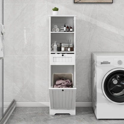 One Compartment One Drawer Tilt Out Laundry Sorter Cabinet White