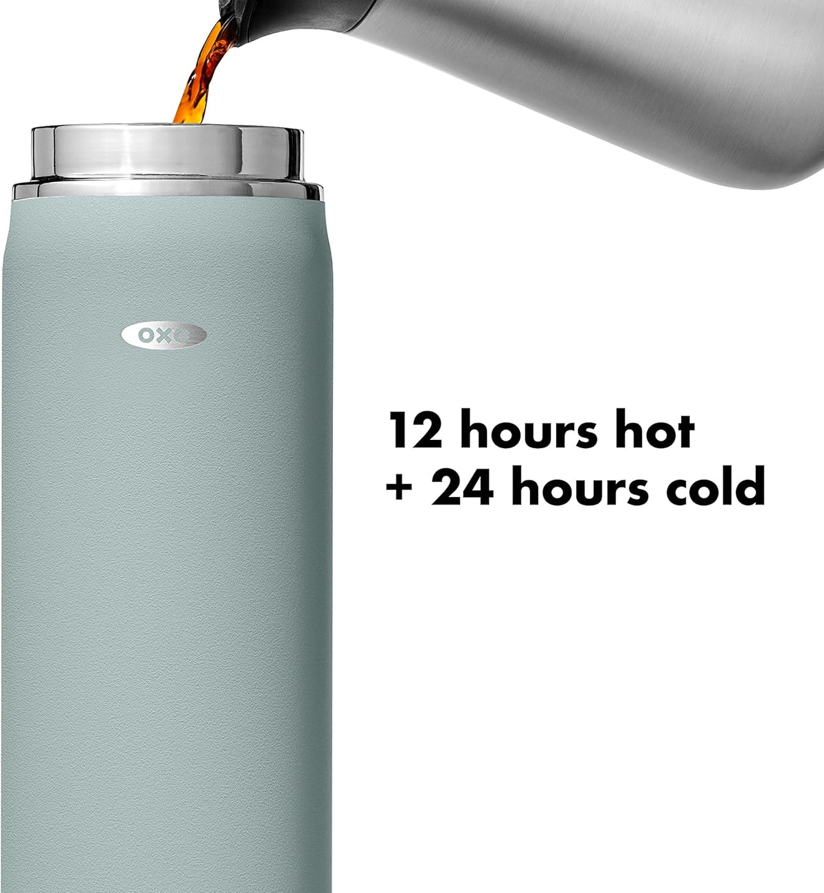 OXO 40 oz Insulated Water Bottle with Handled Lid, Slate