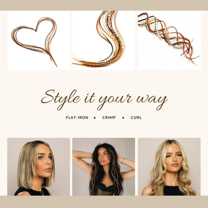 21 Natural Color Hair Extensions – 9”–14” Long – DIY Rooster Kit with 20 Micro-Link Beads – 100% Real Feathers – Eye-Catching Boho Style