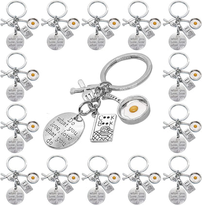 PHAETON 20PCS Kitchen Home Cooking Key Ring, Small Charm Chef Keychain Baking Accessories for Kitchen Lovers