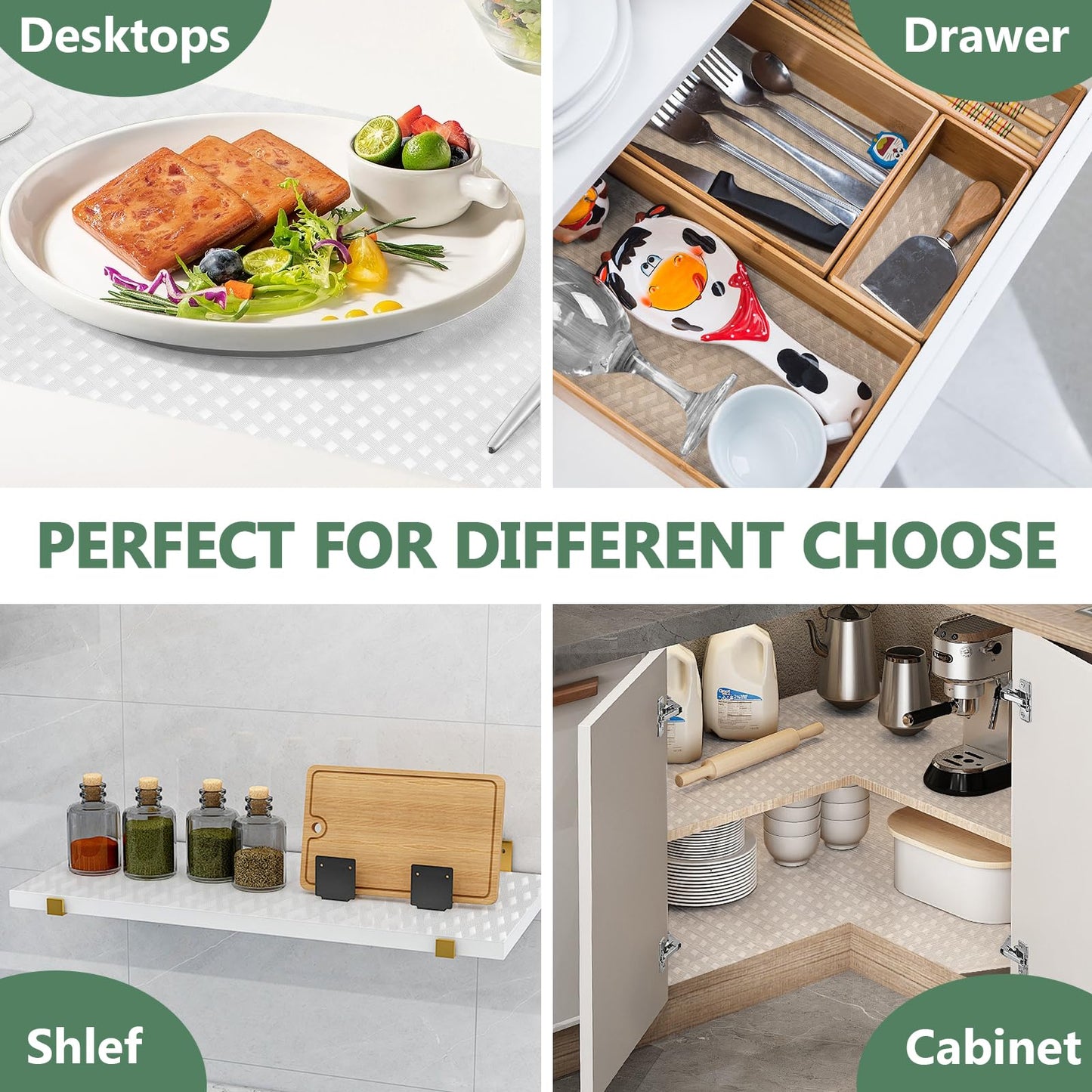 Origuuds Shelf Liners, Non-Adhesive Drawer Liner, Waterproof & Oil-Proof Kitchen Cabinet Cupboard Liner Plastic EVA Material BPA Free Fridge Liner Mats Paper Protector for Shelves (Clear/16in x 240in)