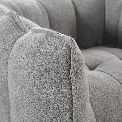 Plush Grey Chenille Bean Bag Chair for Adults | Large Comfy Lounger with Footstool | Ideal for Living Room, Bedroom, Gaming, Reading | 41"x32"x25"
