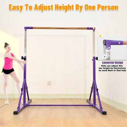 Marfual 5 Ft Fold Gymnastic Bar with Mat Kip Bar with Mat with Professional 4 Ft Width for Kids and Girl and Teenage Home and Club Use