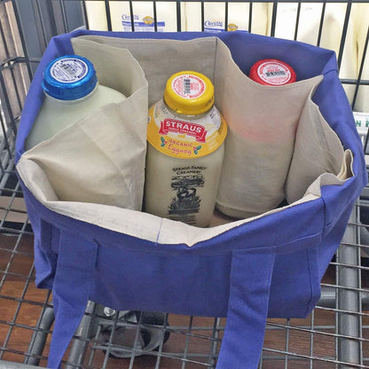 Simple Ecology Organic Cotton Deluxe Reusable Grocery Shopping Bag; Bottle Sleeves, Rigid Bottom Support (UPDATED