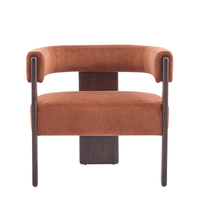 Christopher Knight Home Nettie Modern Accent Chair for Living Room, Velvet Fabric Single Lounge Sofa Chair with Wooden Frame, Comfy Reading Chair for Bedroom, Lounge Armchair with Cushion,Burnt Orange