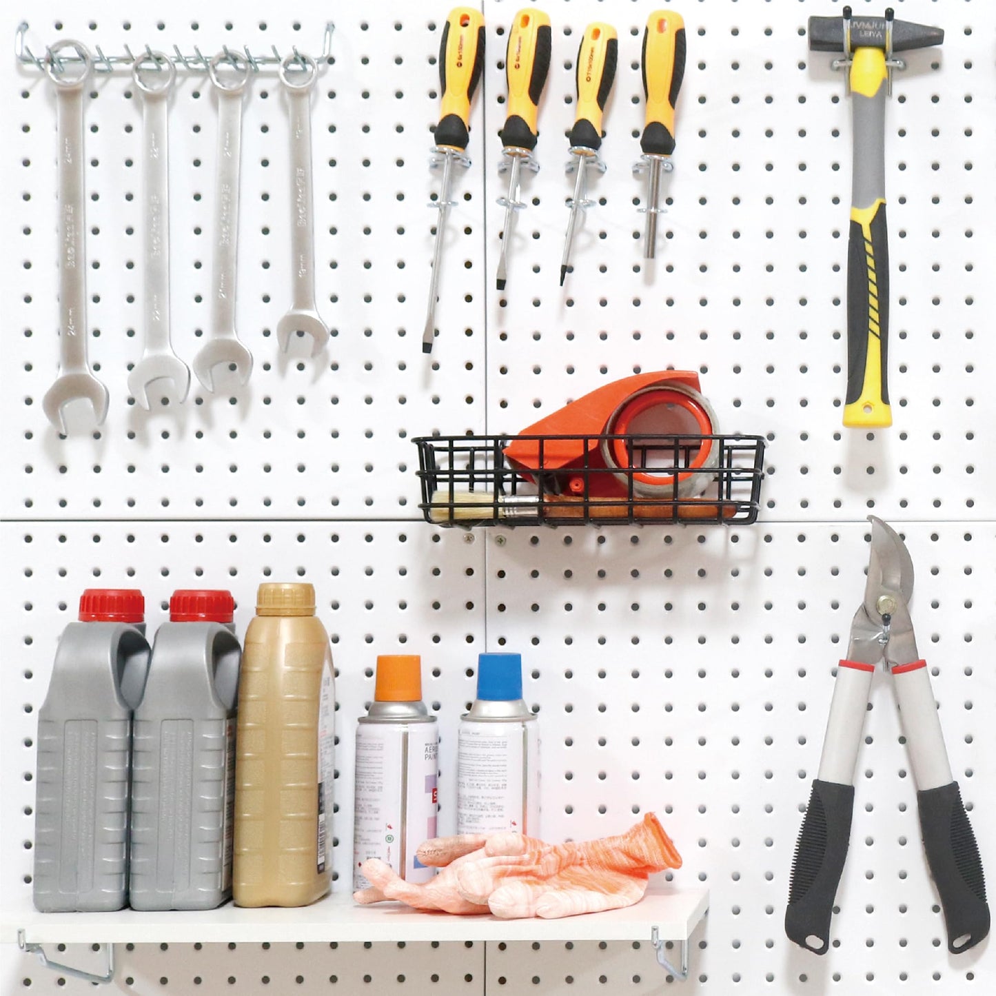 HUHOLE 88 Piece Pegboard Hooks Assortment Kit with Pegboard Bins Garage Tool Organizer Set Fits 1/8 and 1/4 Inch Peg Board Accessories for Workbench Craft Room and Kitchen Storage