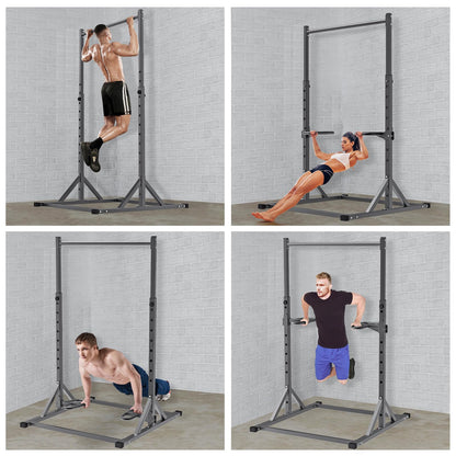 SELEWARE Adjustable Pull Up Station, Multifunction Dip Station and Multi-Grip Handles, Fully Welded, 500 lbs Capacity, Home Gym Equipment