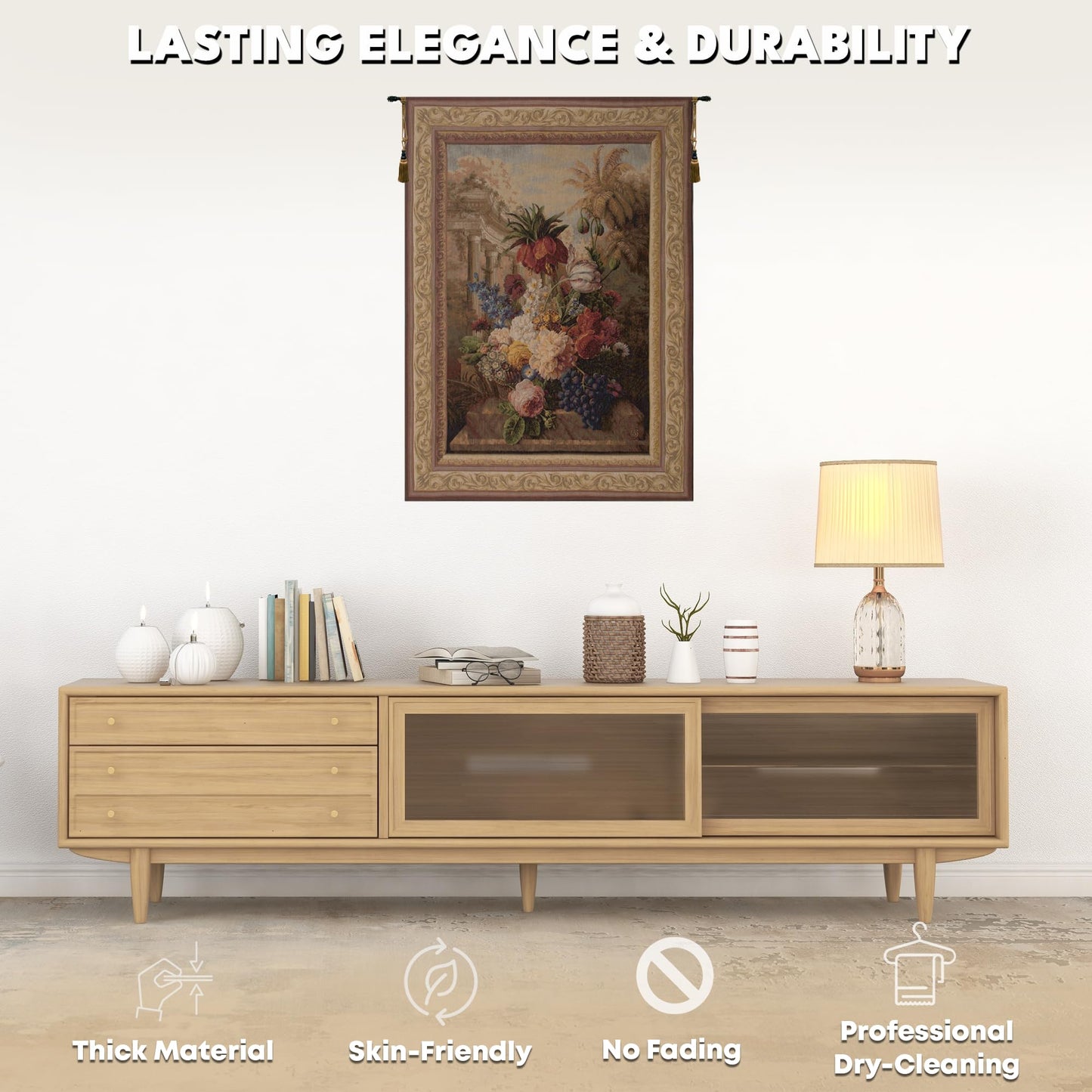 Charlotte Home Furnishings Inc. Bouquet Exotique French Tapestry Wall Hanging 78 X 58 Inch Viscose Cotton And Polyester Blend Wall Art Perfect For Home Decor Wall Decor By Jan Frans Van Dael
