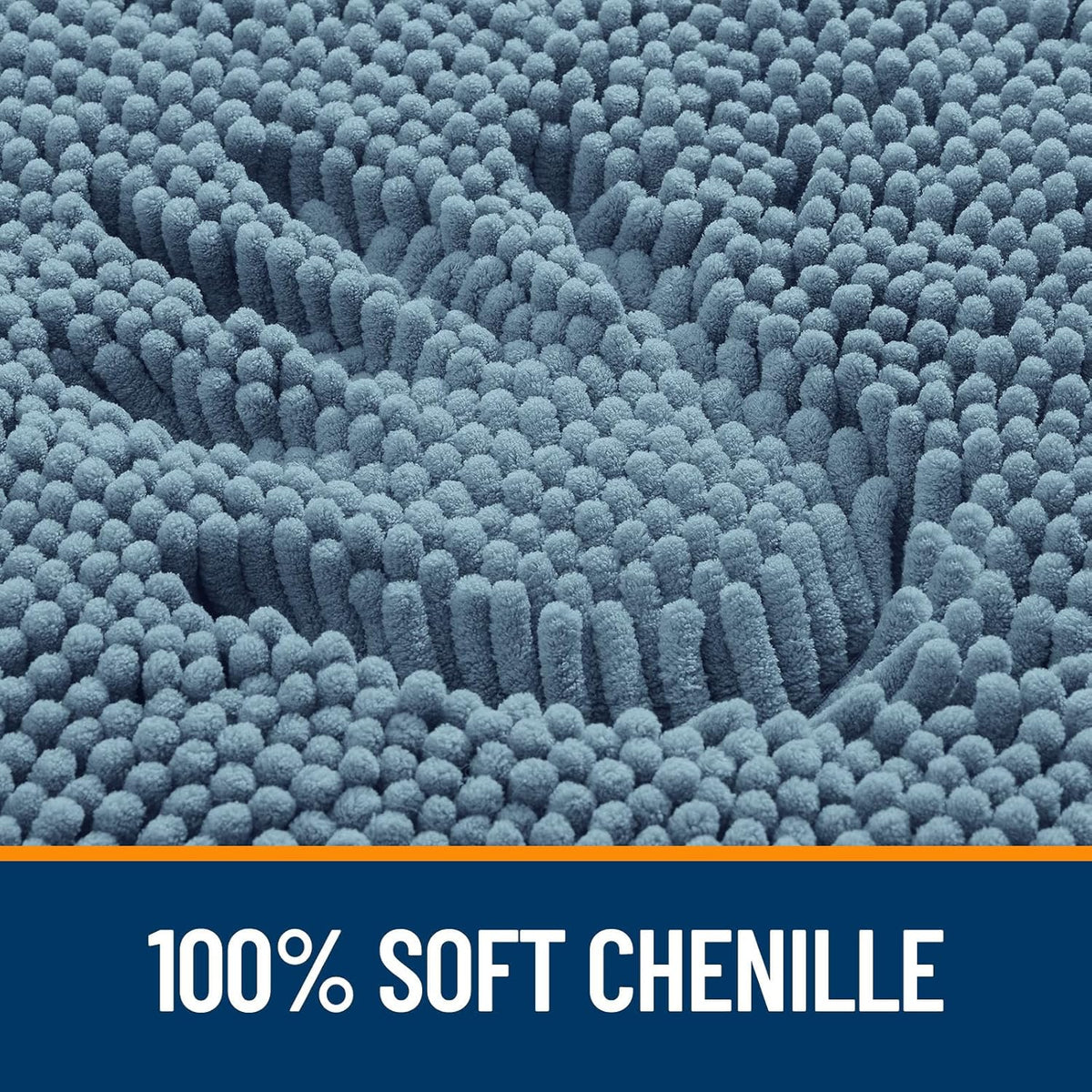 OLANLY Bath Rugs - Extra Soft Chenille, Quick Dry & Absorbent | 36x24, Airy Blue, Machine Washable