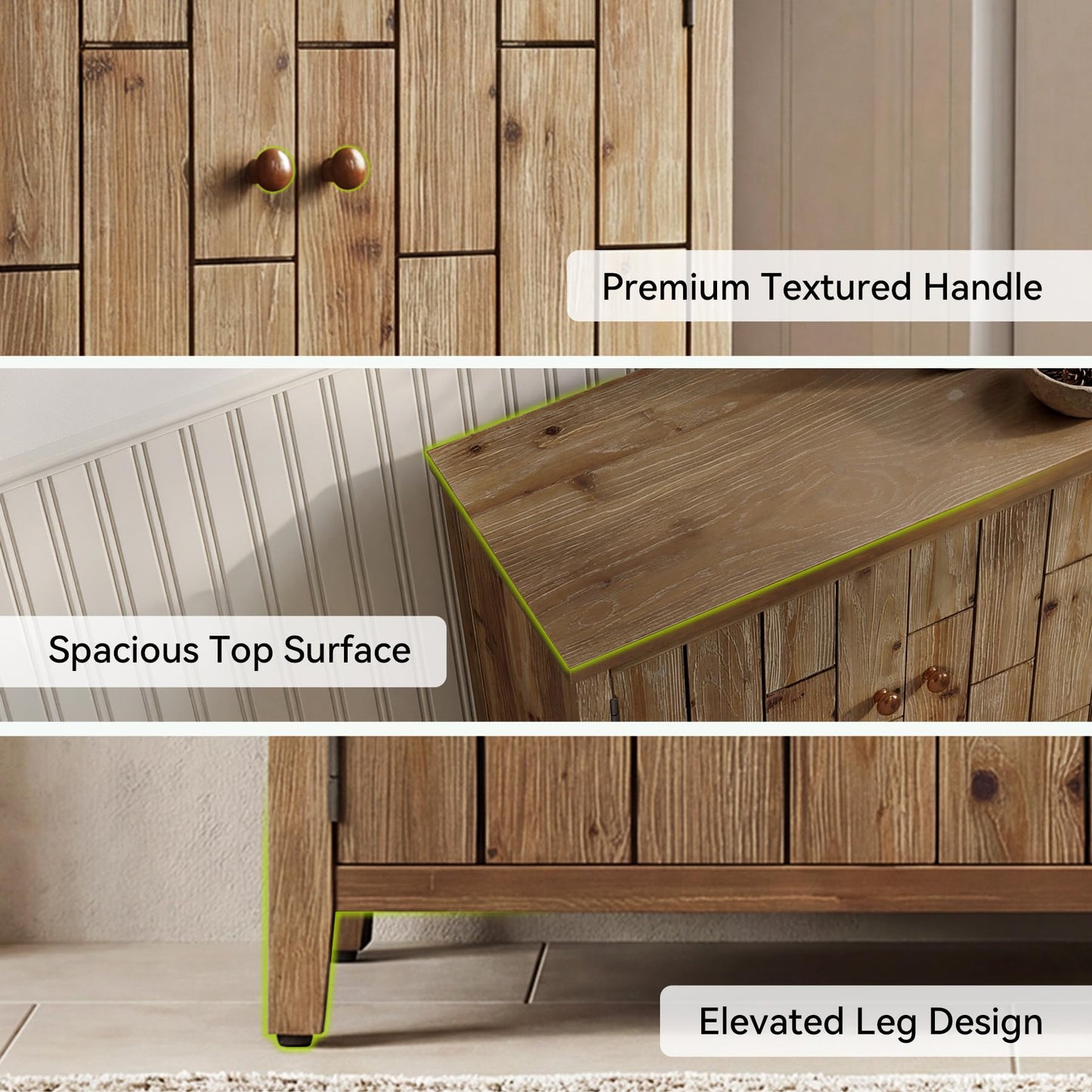 LITTLE TREE Solid Wood Shoe Cabinet with Doors, 6-Tier Tall Shoe Cabinet for Entryway, Farmhouse Freestanding Shoe Storage with Adjustable Shelves, Shoe Storage Cabinet for Entrance, Rustic Brown