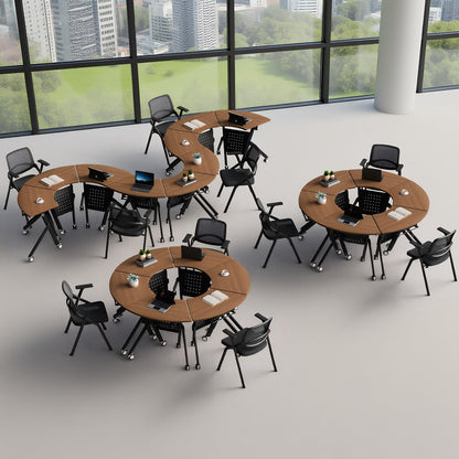 Usosidam Folding Conference Room Table with Wheels, Flip Top Mobile Training Room Tables, Modular Rolling Meeting Table, Space Saving Conference Tables for Office Classroom Seminar, 6-12 Person（8pcs）