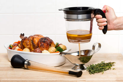 Cuisipro Fat Separator with Bottom Release, Plastic, 4 Cup Strainer with Handle, Grease Strainer Dishwasher Safe, Oil Separator for Kitchen