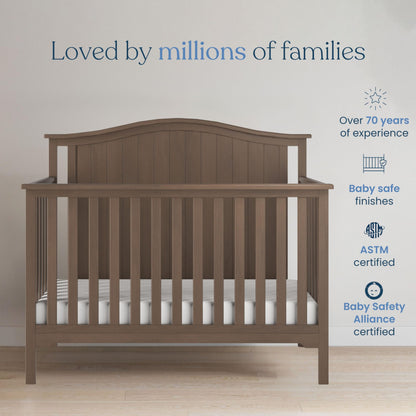 Child Craft Hampton Arch 4-in-1 Convertible Crib, Baby Crib Converts to Day Bed, Toddler Bed and Full Size Bed, 3 Adjustable Mattress Positions, Non-Toxic, Baby Safe Finish (Dusty Heather)