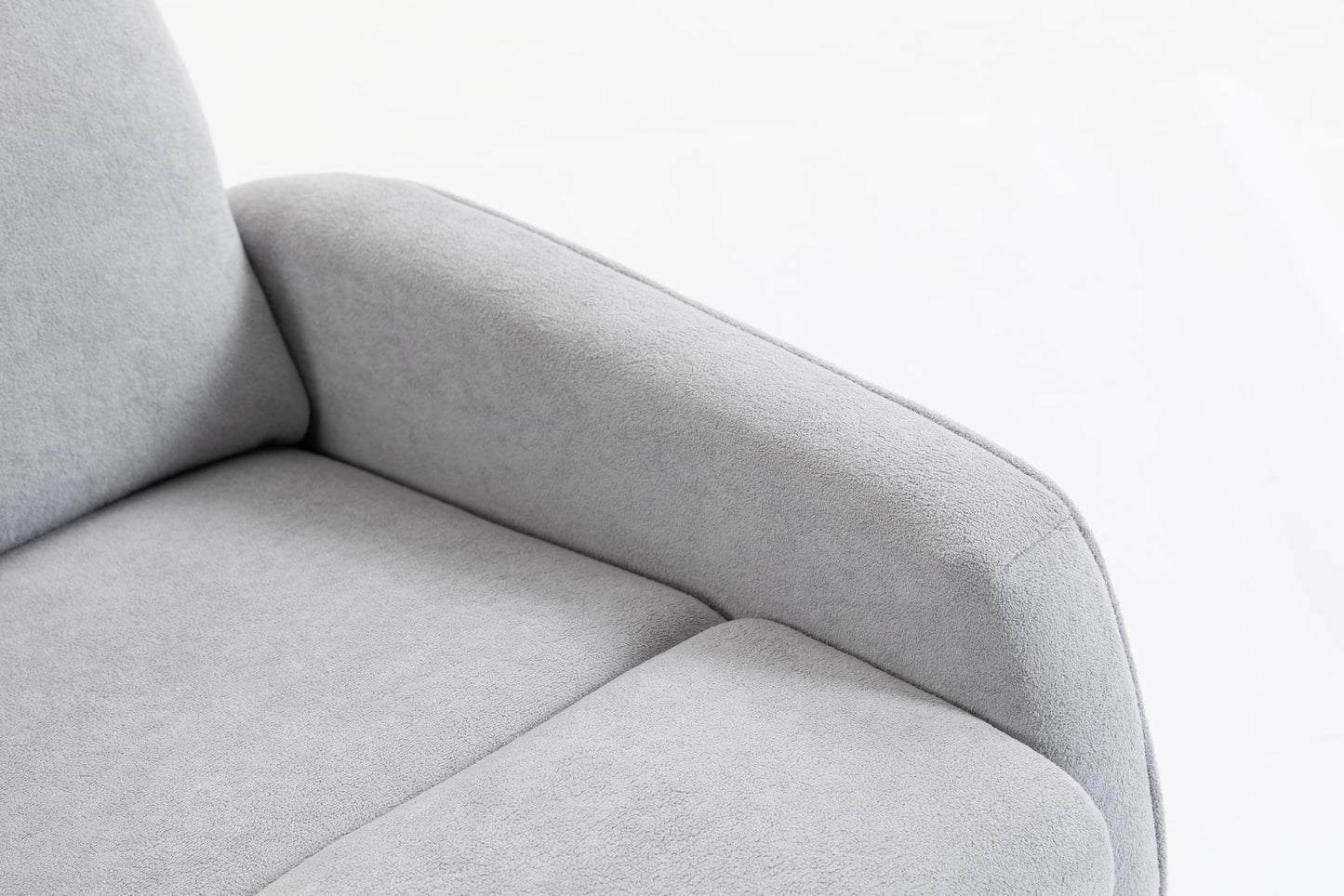 GDFStudio 360 Degree Swivel Accent Chair Manual Recliner Armchair Sofa Short Plush Upholstered Leisure Chair for Living Room Bedroom Office, Grey