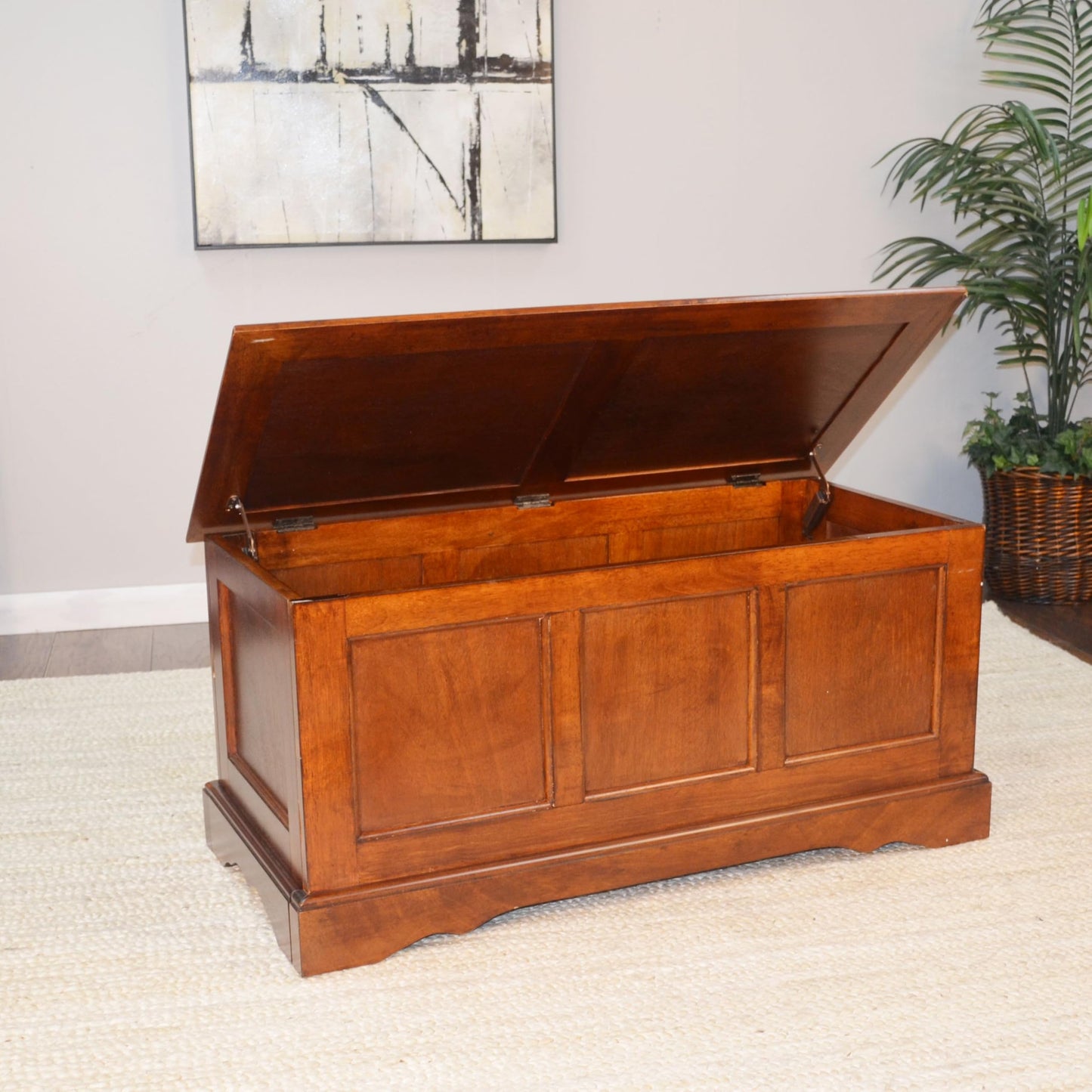 Carolina Chair & Table Camden Hardwood Blanket Chest with Safety Hinge Lid – Antique Chestnut Finish, Solid Wood Frame, 39" Wide Storage Trunk for Bedroom, Living Room, or Entryway
