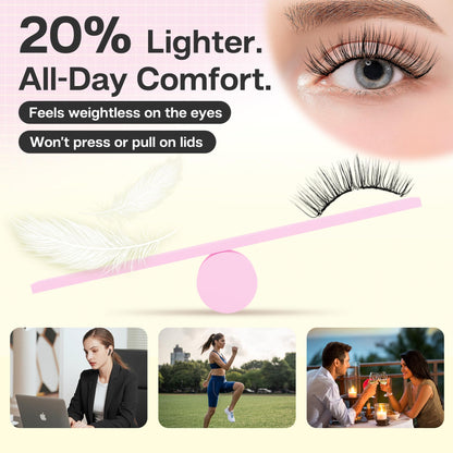 CALAILIS Magnetic Eyelashes with Applicator Upgrade Soft Magnetic Lashes Natural Look Reusable No Glue or Eyeliner Needed Easy to Wear and Remove (RC02)
