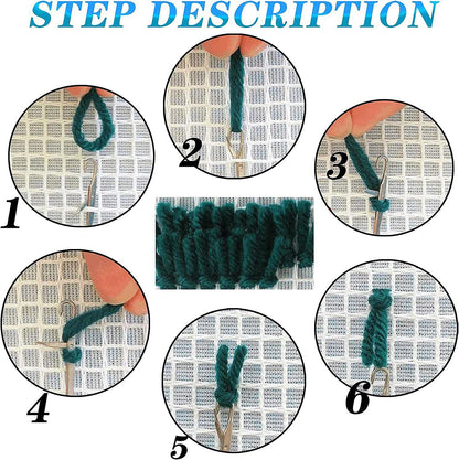 Abstract Sea Wave Beach Latch Hook Rug Kit for Adults Easy Carpet Cushion with Printed Canvas Crochet Yarn Craft DIY Hooking Tapestry for Home Floor Decoration Pets Pads 60x40cm